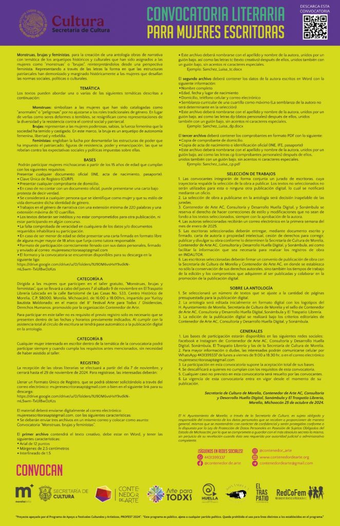 Contenedor de Arte | Convocan a escritoras michoacanas a participar en la antología “Monstruas, brujas y feministas”