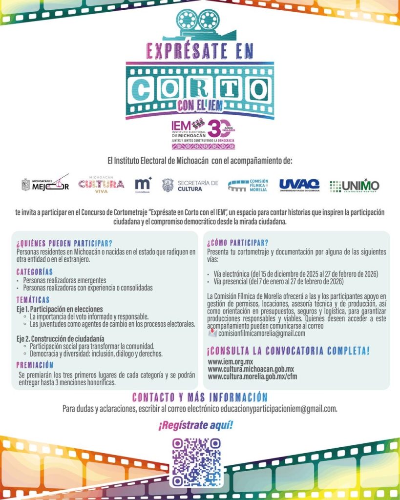 Contenedor de Arte | Comisión fílmica de Morelia respalda concurso de cortometraje del IEM