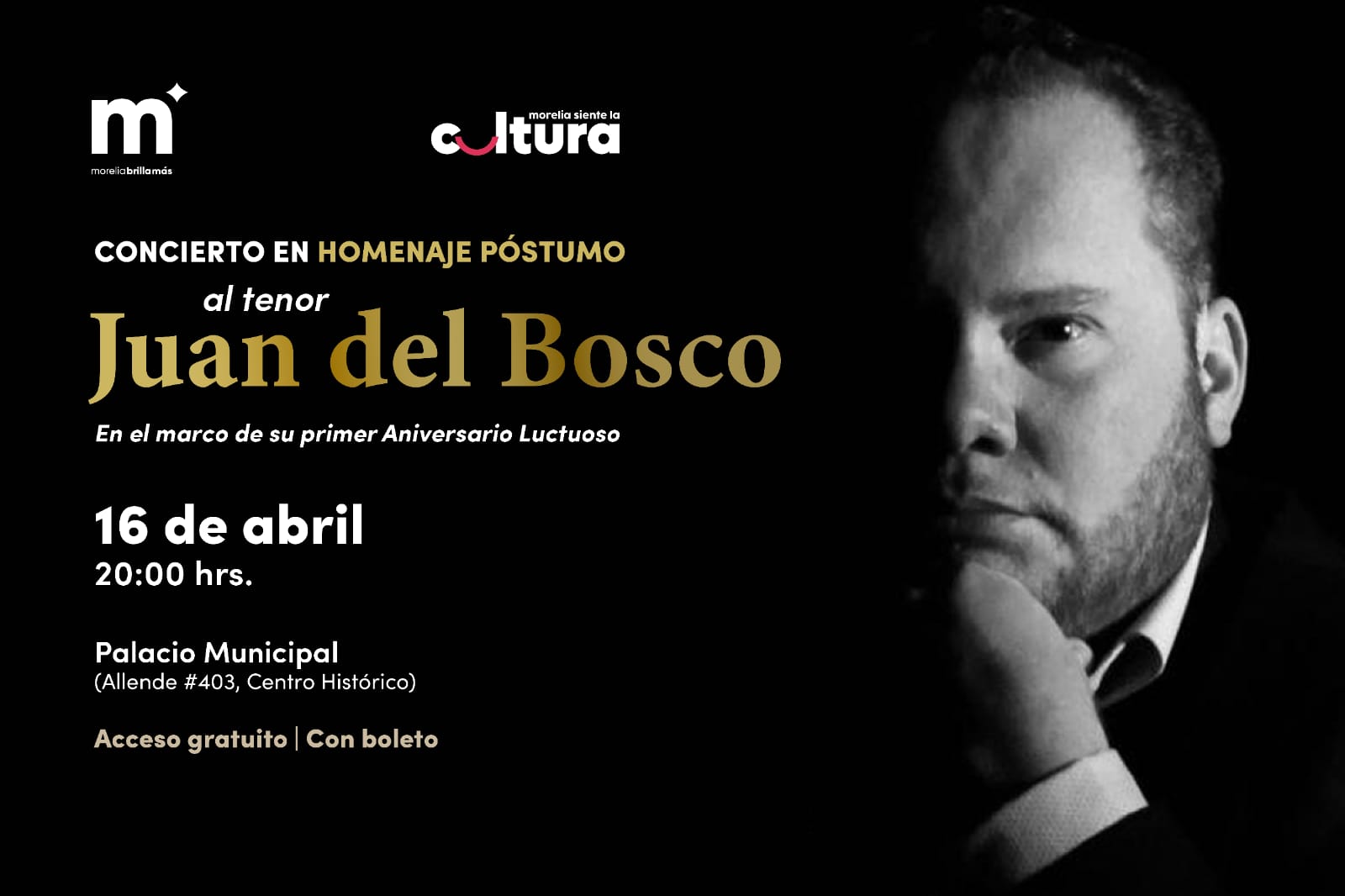 Concierto en homenaje póstumo al tenor Juan del Bosco